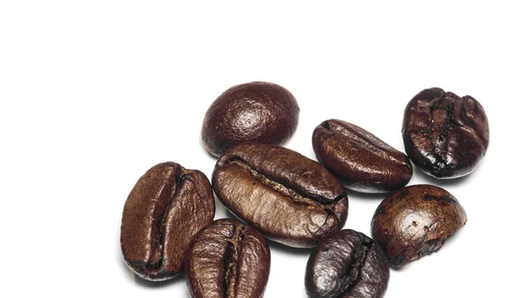 Kávébab Pörkölt Kávébab Fehér Alapon — Stock Fotó