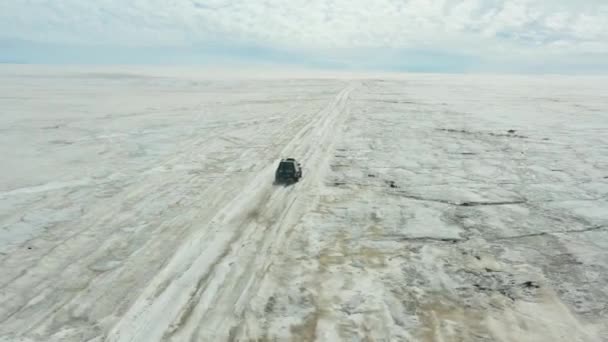 Flygbilder Bilar Som Kör Glaciären Island — Stockvideo