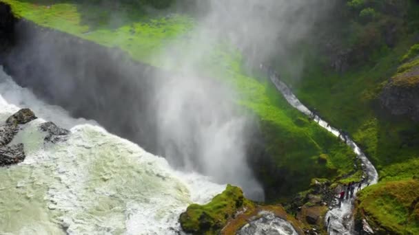 Zlanda Daki Gulfoss Şelalesi Görkemli Anıtı — Stok video