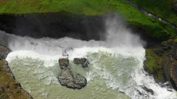 Spektakulärer Und Monumentaler Gullfoss Wasserfall Island — Stockvideo