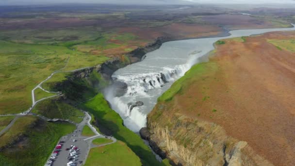 Velkolepý Památník Gullfoss Vodopád Islandu — Stock video