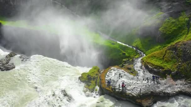 Velkolepý Památník Gullfoss Vodopád Islandu — Stock video