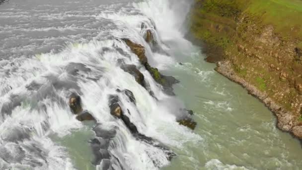 Spektakularny Monumentalny Wodospad Gullfoss Islandii — Wideo stockowe