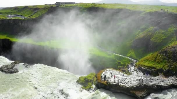 Spektakularny Monumentalny Wodospad Gullfoss Islandii — Wideo stockowe