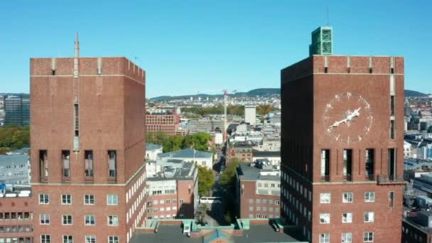 Flight Oslo City Hall — Stock Video