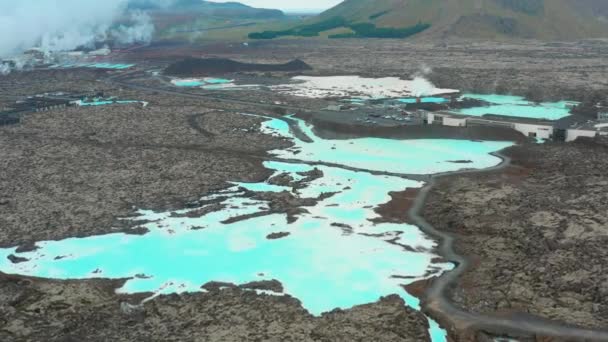 Voo Sobre Lagoa Azul Islândia — Vídeo de Stock