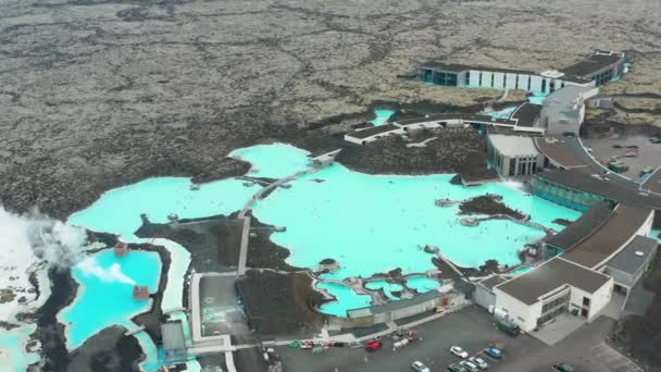 Полет Над Голубой Лагуной Исландии — стоковое видео