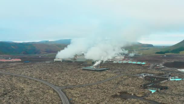 Vlucht Blue Lagoon Ijsland — Stockvideo