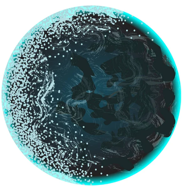 Planet med ringar mörkblå — Stock vektor
