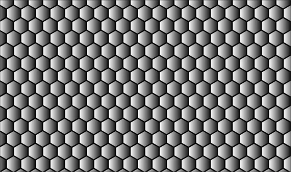 Metallic honeycomb pattern on a black background — Stock Vector