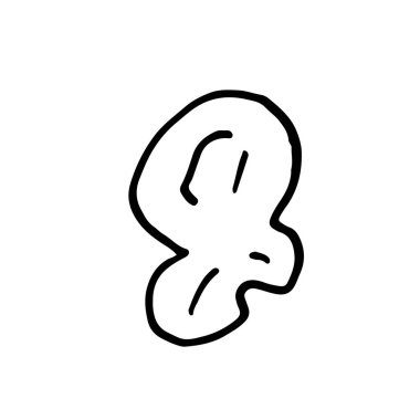 Beyaz arka planda izole edilmiş lezzetli patlamış mısır. Çizgi film tarzında basit bir el çizimi vektör çizimi. Sinema aksesuarları, yemek, tek renkli aperatifler.