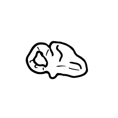 Beyaz arka planda izole edilmiş lezzetli patlamış mısır. Çizgi film tarzında basit bir el çizimi vektör çizimi. Sinema aksesuarları, yemek, tek renkli aperatifler.