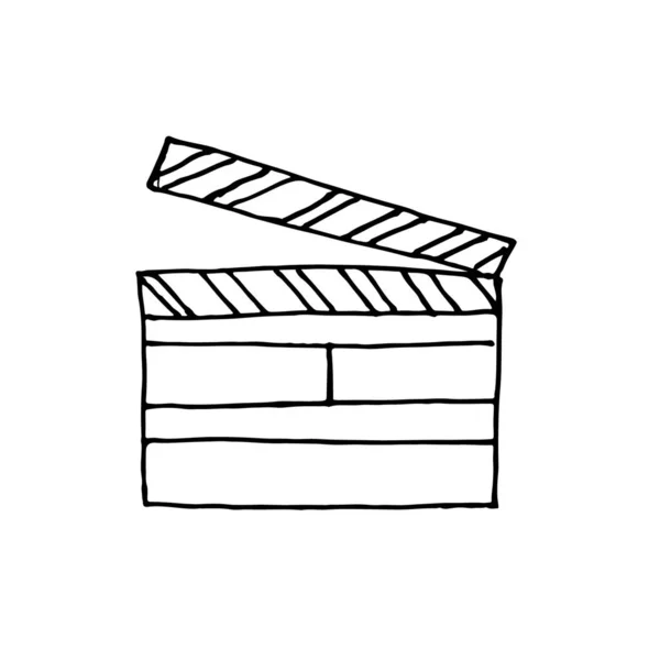 单拍板隔离在白色背景 简单的手绘矢量图以卡通涂鸦风格 电影录制的概念 印刷品 传单的内容 — 图库矢量图片
