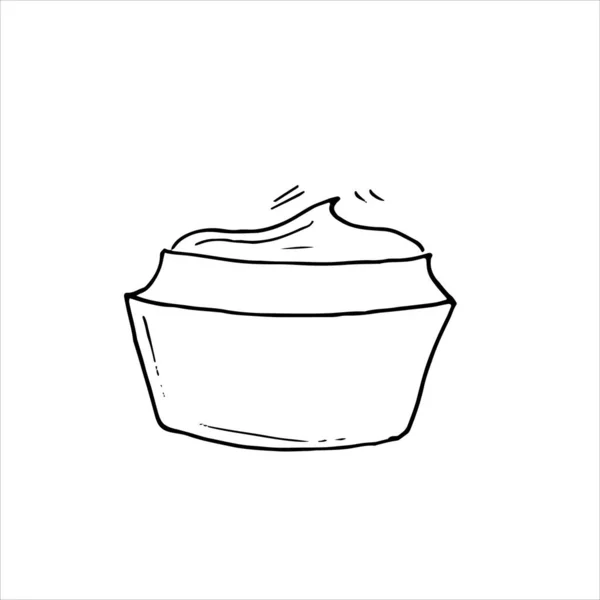 Ilustración Simple Dibujada Mano Crema Para Cara Cuerpo Cuidado Piel — Vector de stock