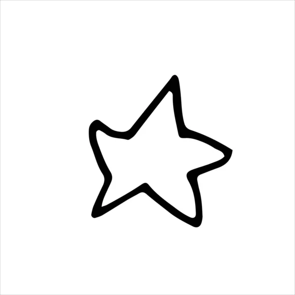 Simple Star Drawn Outline Isolated White Single Vector Illustration Cartoon — Stock Vector