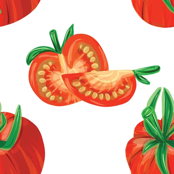 Padrão Sem Costura Com Tomate Sobre Fundo Branco Ilustração Vetorial —  Vetores de Stock