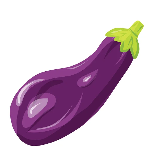 Légume Aubergine Isolé Sur Fond Blanc Illustration Vecrot Dessin Animé — Image vectorielle