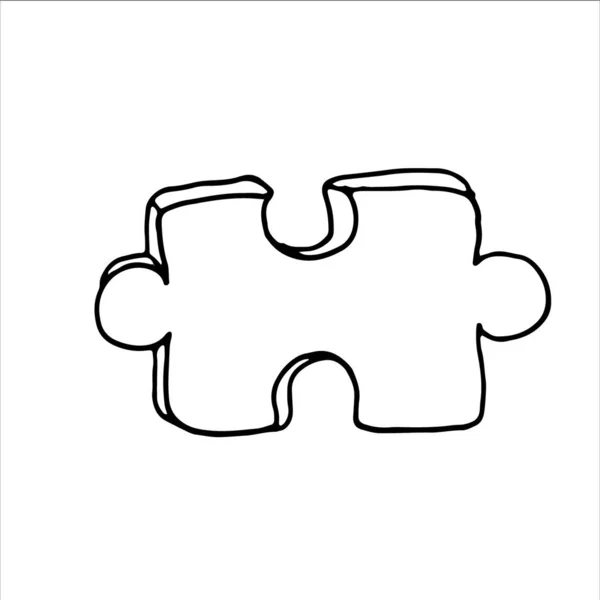 Egy Kirakós Játék Fehér Háttérrel Somple Kézzel Rajzolt Vektor Illusztráció — Stock Vector