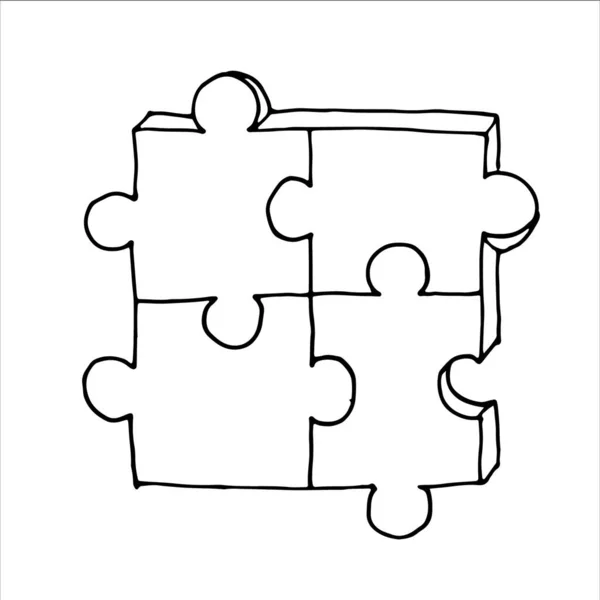 Χέρι Ζωγραφισμένο Τετράγωνο Παζλ Που Απομονώνονται Λευκό Φόντο Απλή Διανυσματική — Διανυσματικό Αρχείο