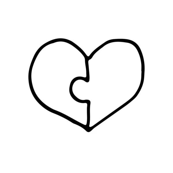 Doodle Corazón Simple Aislado Sobre Fondo Blanco Ilustración Vectorial Dibujada — Vector de stock