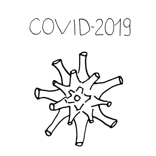 Coronavirus Con Letras Aisladas Sobre Fondo Blanco Hand Dibujado Ilustración — Vector de stock