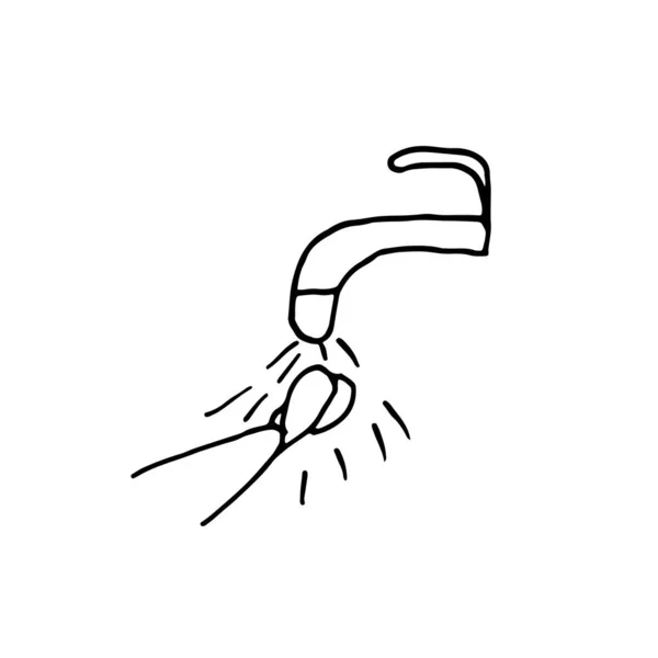 Концепція Миття Рук Рука Намальована Простою Ілюстрацією Стилі Каракулі Необхідність — стоковий вектор