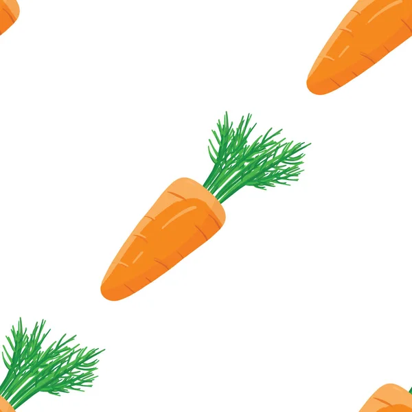 无缝隙图案 胡萝卜蔬菜 白色背景 用漫画写实主义风格的矢量图解 纺织品 包装纸 餐巾纸 菜单设计 — 图库矢量图片