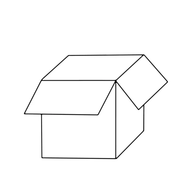 Порожня Картонна Коробка Доставки Ізольована Білому Тлі Проста Векторна Ілюстрація — стоковий вектор