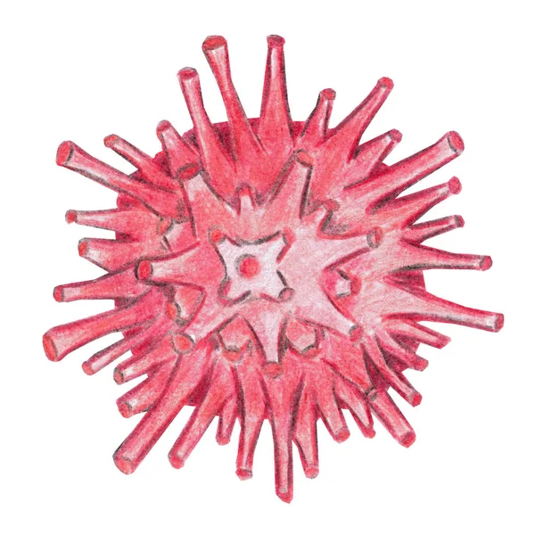 Акварельні Олівці Ручна Ілюстрація Червоного Вірусу Концепція Розподілу Коронавірусної Інфекції — стокове фото