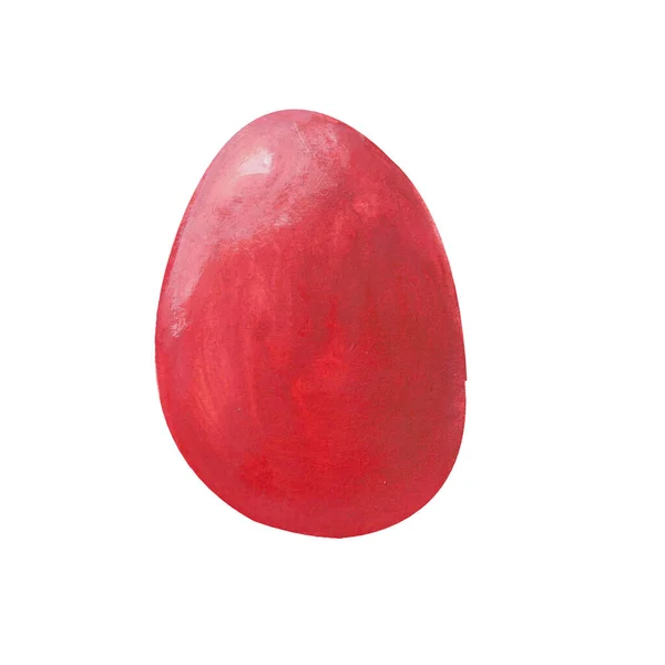 Red Easter Egg Isolated White Background Watercolor Gouache Hand Drawn — Stock Photo, Image
