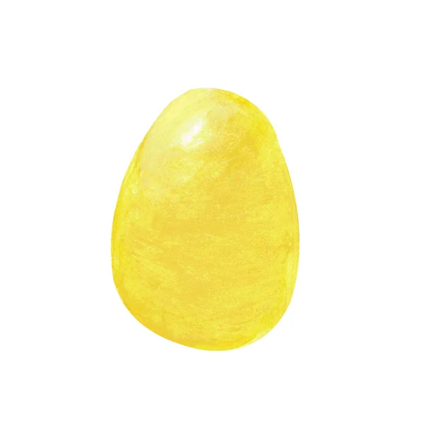 Yellow Easter Egg Isolated White Background Watercolor Gouache Hand Drawn — Stock Photo, Image