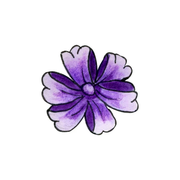 花の形をした紫色のリボン弓は白い背景を溶かした 水彩手描きイラストで漫画風 ギフトの装飾 ラッピングプレゼント 結婚式 ポストカードのための要素 — ストック写真