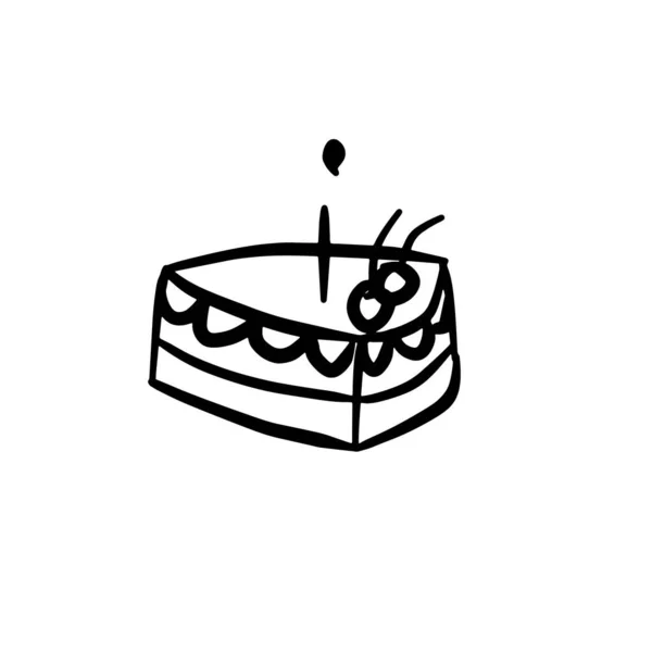 Smaklig Tårta Med Körsbär Och Ljus Söt Grattis Födelsedagspresent Enkel — Stock vektor