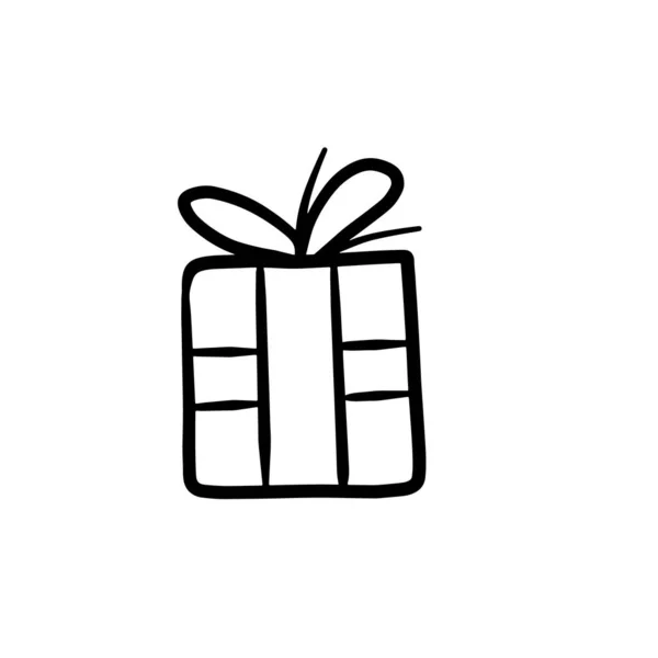 Simple Cardboard Box Bow Ribbon Gift Happy Birthday New Year — Stock Vector
