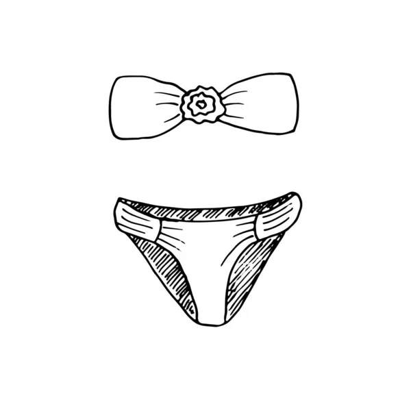 Női Fürdőruha Bikini Elszigetelt Fehér Háttérrel Ruha Úszáshoz Napozáshoz Strandon — Stock Vector