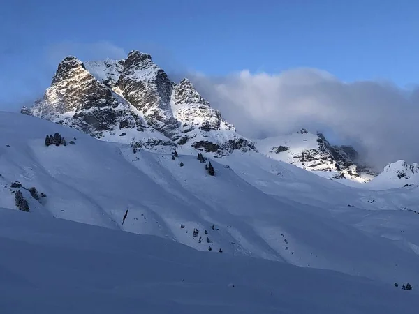 Bellissimo Paesaggio Invernale Con Neve Delle Alpi Bavaresi Austriache Con — Foto Stock