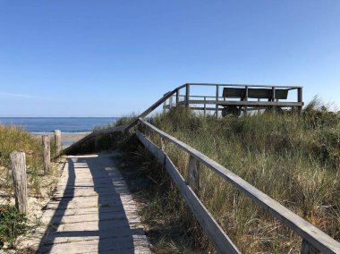 Kuzey Denizi 'ndeki romantik park bankında 