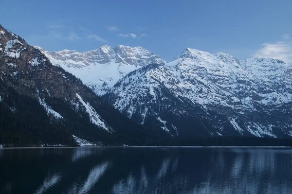 Vista Paisaje Los Alpes Bávaros Con Cielo Azul Nubes Lagos — Foto de Stock