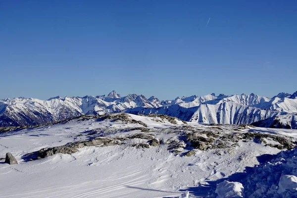 Paisagem Inverno Nos Alpes Alemães Bávaros — Fotografia de Stock