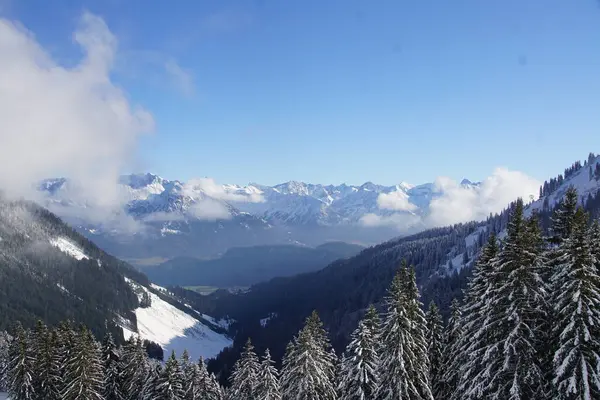 Paisagem Inverno Nos Alpes Alemães Bávaros — Fotografia de Stock