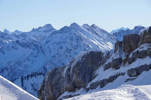 Paisagem Inverno Nos Alpes Alemães Bávaros — Fotografia de Stock