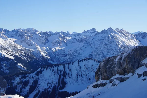 Paisagem Inverno Nos Alpes Alemães Bávaros — Fotografia de Stock