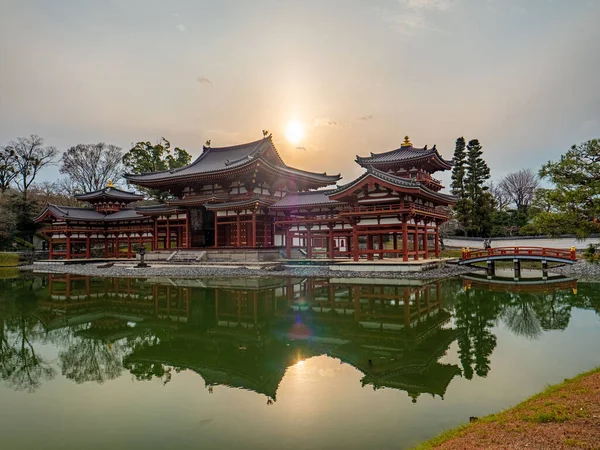 Akşam Gün Batımında Byodoing Tapınağı Kyoto Japonya — Stok fotoğraf