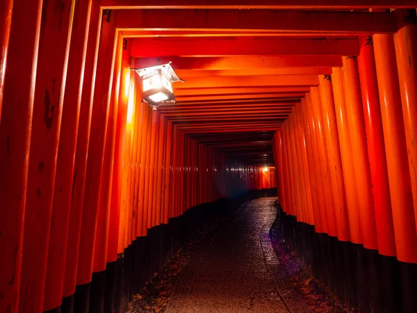 Berühmte Tore Weg Von Fushimi Inari Taisha Der Nacht Jedes — Stockfoto