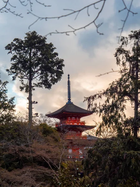 Koyasu Pagoda Kiyomizu Tapınağı Bölgesinde Ağaçların Arasında Duruyor Kyoto Japonya — Stok fotoğraf