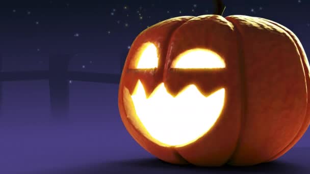 Renderowane Świecące Halloween Dyni Mgle Tle Gwiazdy — Wideo stockowe