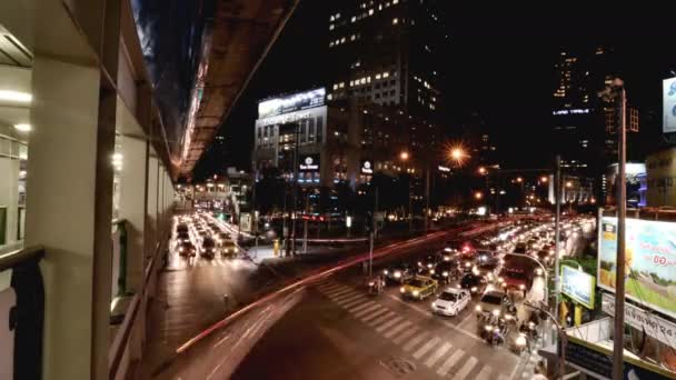 Time Lapse Shot Bangkok Traffic Plan Exposition Nocturne Pour Capturer — Video