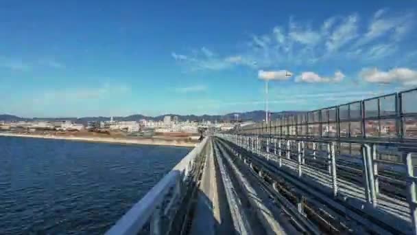 Hyperlapse Pov Ridning Genom Kobe Portliner Kobe Japan Janyuary 2020 — Stockvideo