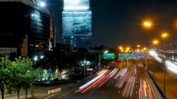 Time Lapse Shot Bangkok Traffic Night Time Long Exposure Shot — Stock video