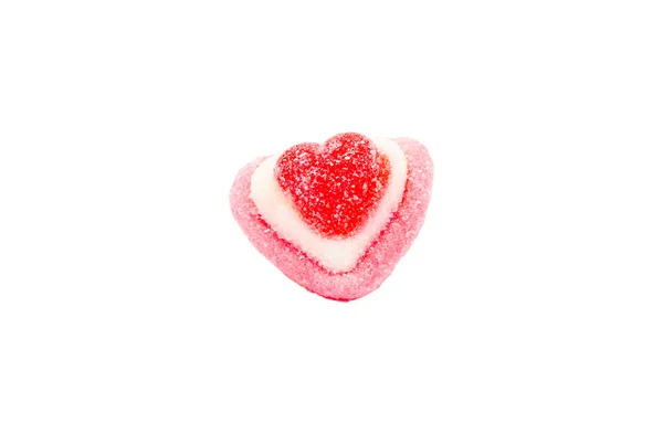 Розовое Желейное Сердце Изолировано Белом Фоне Понятие Любви — стоковое фото